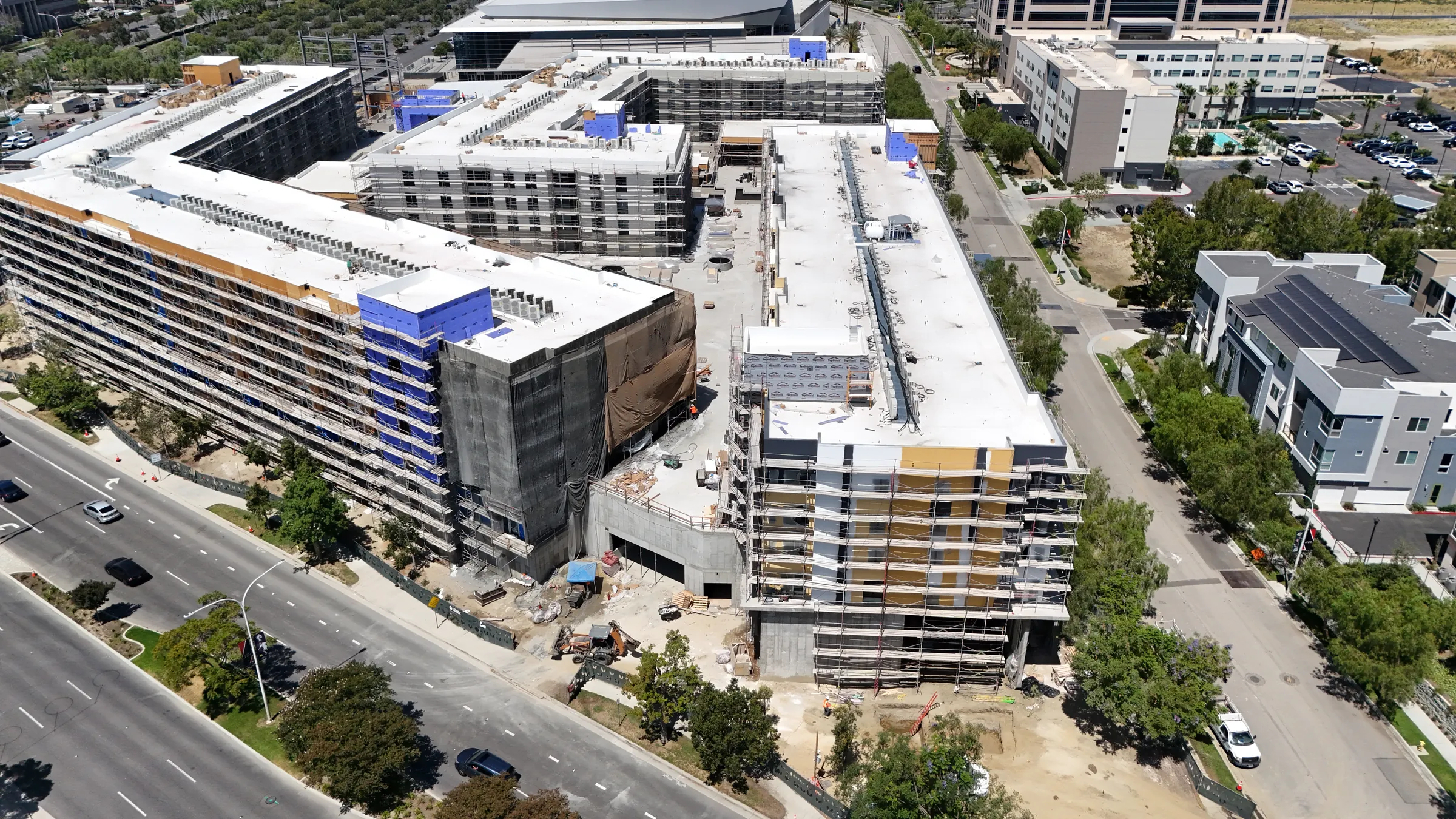Drone photograph, June 2026: the corner of the Phase One block under construction